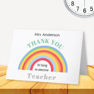 Farbenfroher Regenbogen Danke Lehrer Personalisier Karte