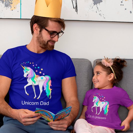 Farbenfroher Regenbogen-Einhorn-Vater T-Shirt