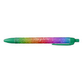 Farbenfroher Regenbogen Glitter Eigenname Kugelschreiber (Unterseite)