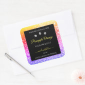 Farbenfroher Regenbogen-Glitzer und schwarze Produ Quadratischer Aufkleber (Umschlag)