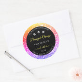 Farbenfroher Regenbogen-Glitzer und schwarze Produ Runder Aufkleber (Umschlag)