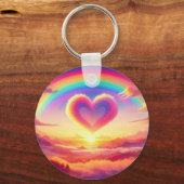 Farbenfroher Regenbogen & Herz Schlüsselanhänger (Vorderseite)