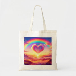 Farbenfroher Regenbogen & Herz Tragetasche