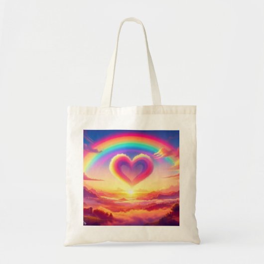 Farbenfroher Regenbogen & Herz Tragetasche (Vorne)