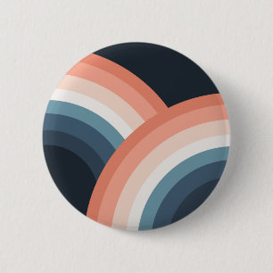 Farbenfroher Regenbogen im Doppel-Retro-Stil Button