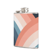 Farbenfroher Regenbogen im Doppel-Retro-Stil Flachmann (Links)