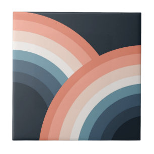 Farbenfroher Regenbogen im Doppel-Retro-Stil Fliese