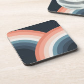 Farbenfroher Regenbogen im Doppel-Retro-Stil Getränkeuntersetzer (Linke Seite)