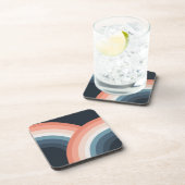 Farbenfroher Regenbogen im Doppel-Retro-Stil Getränkeuntersetzer (Rechte Seite)