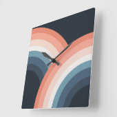 Farbenfroher Regenbogen im Doppel-Retro-Stil Quadratische Wanduhr (Winkel)