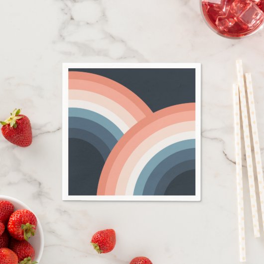 Farbenfroher Regenbogen im Doppel-Retro-Stil Serviette (Beispiel)