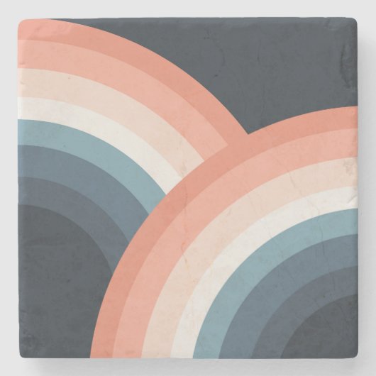 Farbenfroher Regenbogen im Doppel-Retro-Stil Steinuntersetzer (Vorderseite)