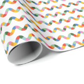 Farbenfroher Regenbogen-Karo Wavy Strip Muster Geschenkpapier (Rolleneckpunkt)