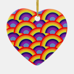 Farbenfroher Regenbogen Keramik Ornament