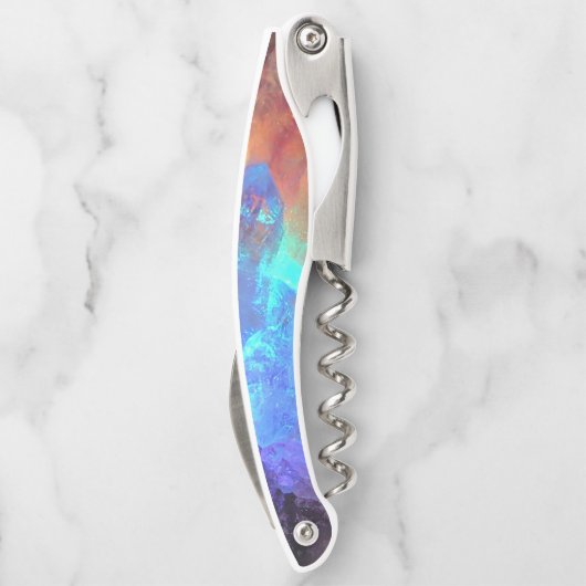 Farbenfroher Regenbogen Kristall Kellnermesser (Rückseite)