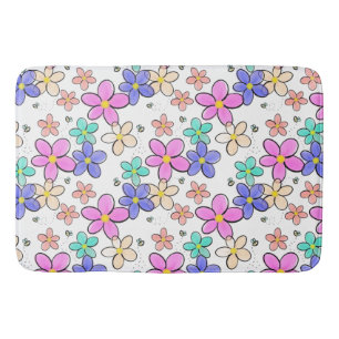 farbenfroher Regenbogen leuchtende Blumen Hummeln Badematte