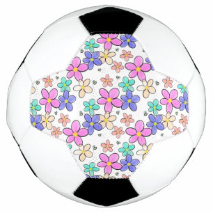 farbenfroher Regenbogen leuchtende Blumen Hummeln Fußball