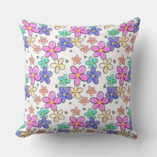 farbenfroher Regenbogen leuchtende Blumen Hummeln Kissen