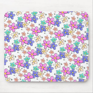 farbenfroher Regenbogen leuchtende Blumen Hummeln  Mousepad