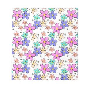 farbenfroher Regenbogen leuchtende Blumen Hummeln Notizblock