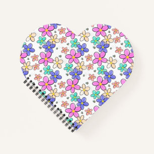 farbenfroher Regenbogen leuchtende Blumen Hummeln  Notizblock