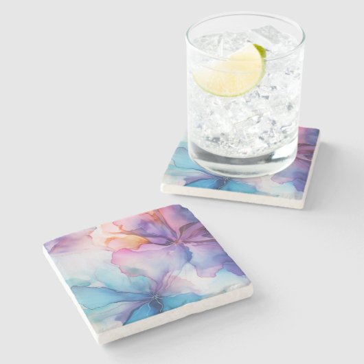 Farbenfroher Regenbogen-Mosaik Untersetzer Wasserf (Seitenansicht)