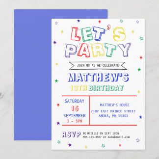 Farbenfroher Regenbogen Party Junge Geburtstag Einladung