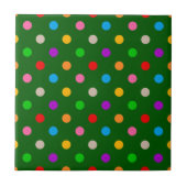 Farbenfroher Regenbogen-Polka-Punkte Grün Fliese (Vorderseite)