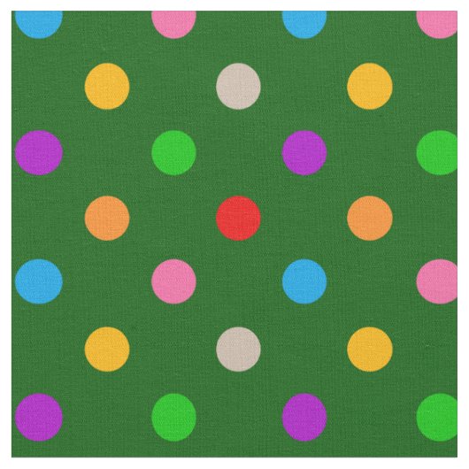 Farbenfroher Regenbogen-Punkte Grün Stoff (Nahaufnahme)