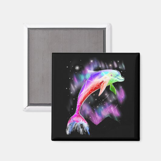 farbenfroher Regenbogen rosa Delphin Ocean Galaxy  Magnet (Vorderseite/Rückseite)