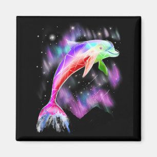 farbenfroher Regenbogen rosa Delphin Ocean Galaxy  Magnet