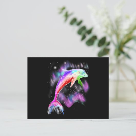 farbenfroher Regenbogen rosa Delphin Ocean Galaxy Postkarte (Stehend Vorderseite)