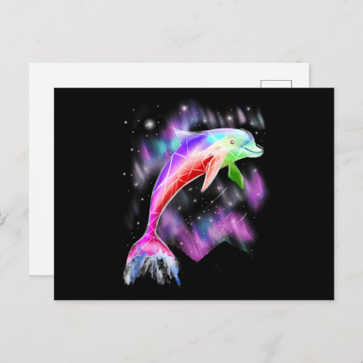 farbenfroher Regenbogen rosa Delphin Ocean Galaxy Postkarte (Vorne/Hinten)