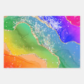 Farbenfroher Regenbogen-Sparkling-Glitzer Marble A Geschenkpapier Set (Vorderseite 3)
