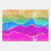 Farbenfroher Regenbogen-Sparkling-Glitzer Marble A Geschenkpapier Set (Vorderseite)