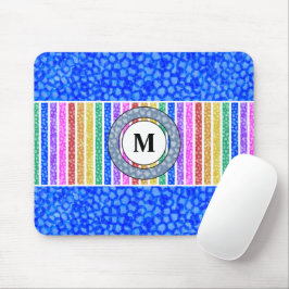 Farbenfroher Regenbogen Streifen Blau Wasserfarben Mousepad