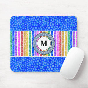 Farbenfroher Regenbogen Streifen Blau Wasserfarben Mousepad
