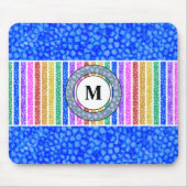 Farbenfroher Regenbogen Streifen Blau Wasserfarben Mousepad (Vorne)