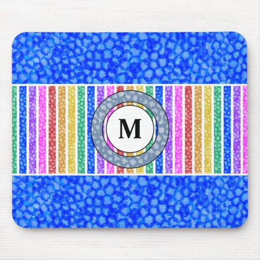 Farbenfroher Regenbogen Streifen Blau Wasserfarben Mousepad (Vorne)