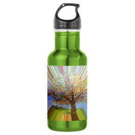 Farbenfroher Regenbogen-Streifen Herbstbaum Trinkflasche