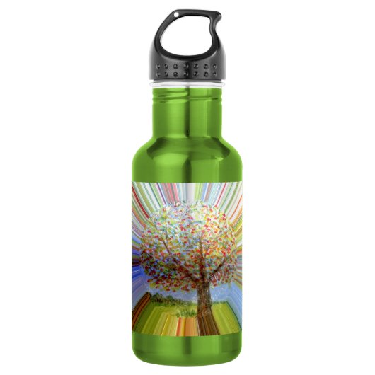 Farbenfroher Regenbogen-Streifen Herbstbaum Trinkflasche (Vorderseite)