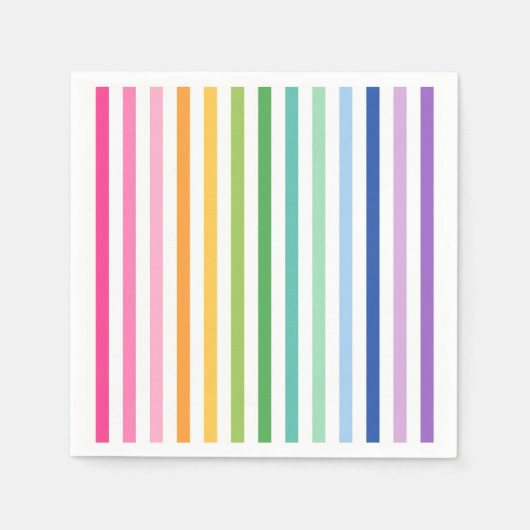 Farbenfroher Regenbogen Streifen Party Napkins Serviette (Vorderseite)