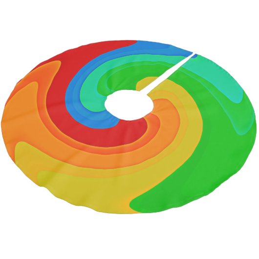 Farbenfroher Regenbogen Swirl Abstraktes Baumrock Polyester Weihnachtsbaumdecke (Schrägansicht)