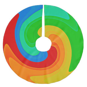 Farbenfroher Regenbogen Swirl Abstraktes Baumrock Polyester Weihnachtsbaumdecke