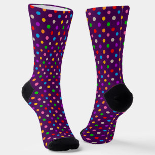 Farbenfroher Regenbogen Tupfen Lila Socken