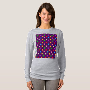 Farbenfroher Regenbogen Tupfen Lila T-Shirt