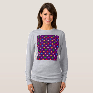 Farbenfroher Regenbogen Tupfen Lila T-Shirt