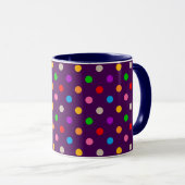 Farbenfroher Regenbogen Tupfen Lila Tasse (VorderseiteRechts)