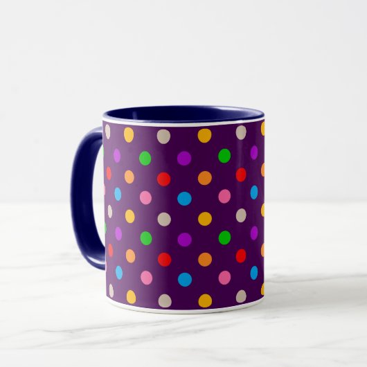 Farbenfroher Regenbogen Tupfen Lila Tasse (Vorderseite Links)