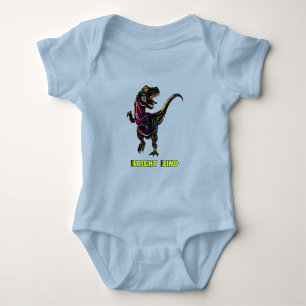 Farbenfroher Regenbogen Velociraptor Dinosaur Art Baby Strampler